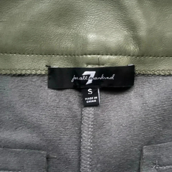 7 For All Mankind Faux Leather Light Olive Green Wide Leg Pants Size S - Picture 2 of 9